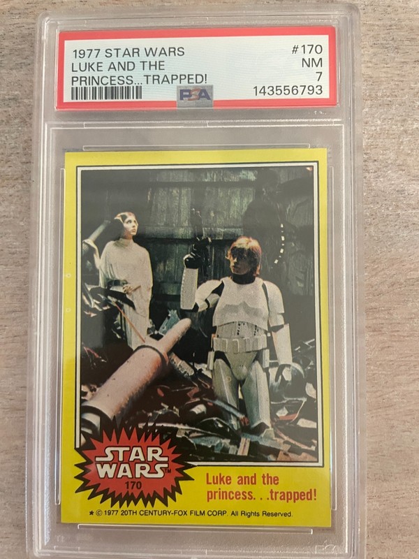 1977 Topps Star Wars Card #170 Luke And The Princess Trapped PSA 7