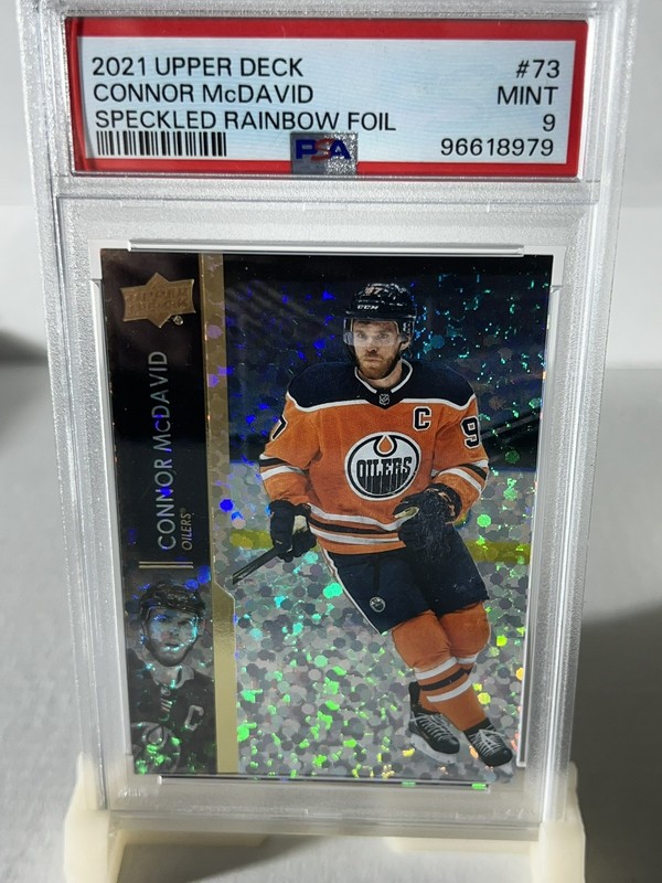 2021-22 Upper Deck Speckled Rainbow Foil Connor McDavid PSA 9 #73 Edmonton