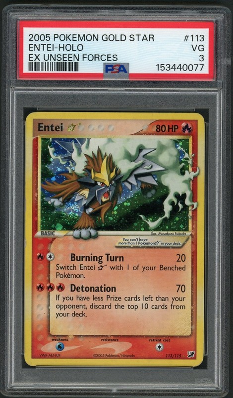 PSA 3 - Entei Gold Star - Pokemon 2005 Unseen Forces #113