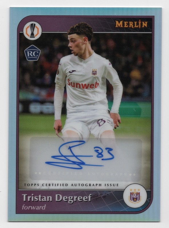 2024-25 Topps Merlin UEFA TRISTAN DEGREEF #AU-TD Base Rookie Auto view 1