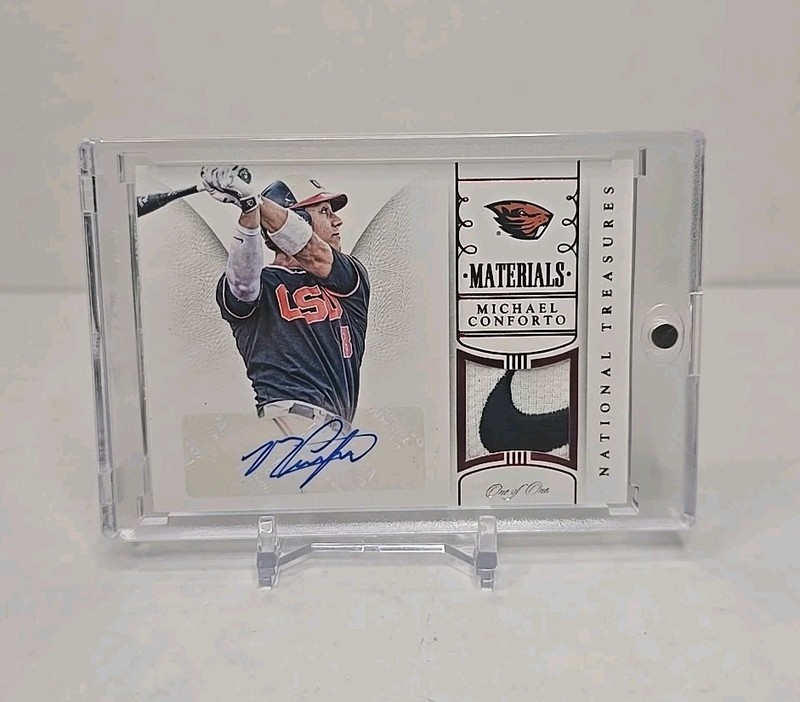 Michael Conforto 2015 National Treasures 1/1 Nike patch One Of One LSU Mets Cubs