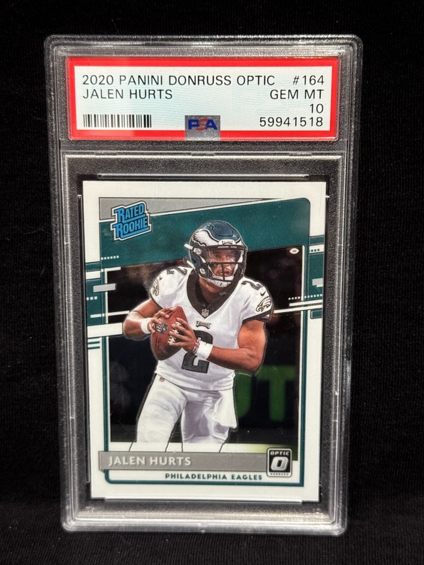 JALEN HURTS EAGLES 2020 PANINI DONRUSS OPTIC ROOKIE CARD #164 GEM MINT PSA 10