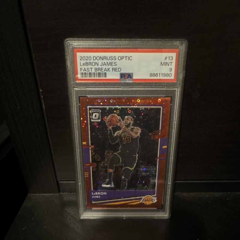 Panini 2020-21 Donruss Optic LeBron James #13 Red Fast Break Prizm /85 PSA 9