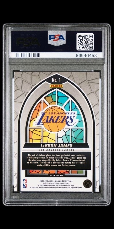 2021 Mosaic Lebron James Stained Glass SSP Case Hit PSA 9 view 2
