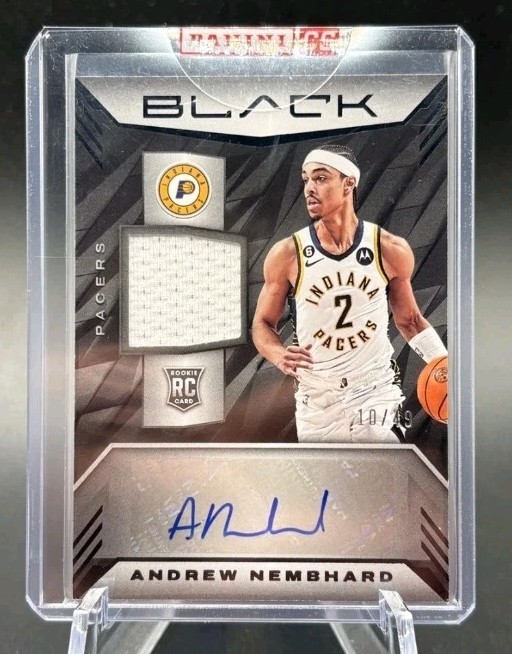 2022-23 Panini Black Auto RPA Andrew Nembhard RC #10/49 RMA-ANH Jersey Patch