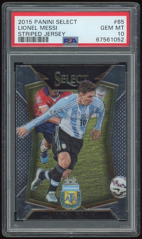 2015 Panini Select #65 Lionel Messi Striped Jersey PSA 10 *1052