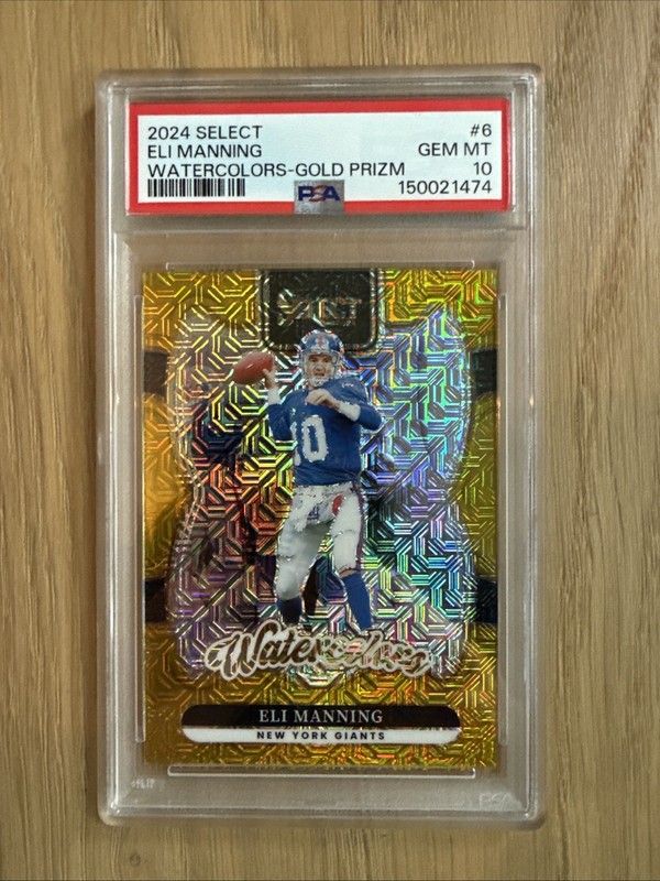 2024 Panini Select Watercolors Eli Manning #6 Gold Prizm /10 PSA 10