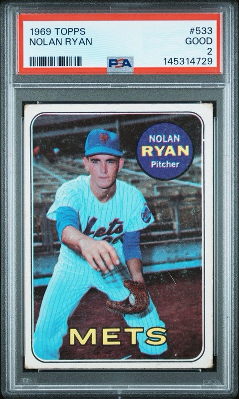 1969 TOPPS #533 NOLAN RYAN METS HOF PSA 2