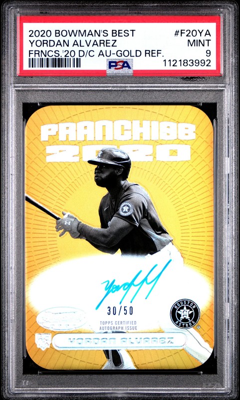 Yordan Alvarez 2020 Bowman's Best 2020 Die-Cut Auto #F20YA  Gold /50 PSA 9
