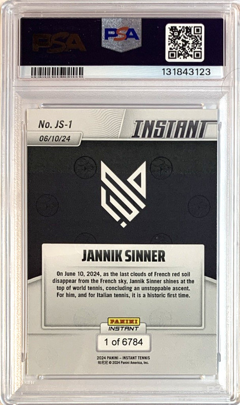 2024 PANINI INSTANT #JS1 JANNIK SINNER ROOKIE CARD PSA 10 GEM MINT--SHIPS FAST! view 2
