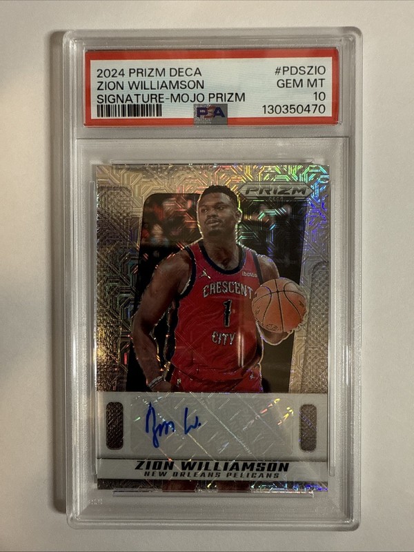 2024 Panini Prizm Deca Signatures #PDSZIO Zion Williamson Mojo Auto 11/25 PSA 10