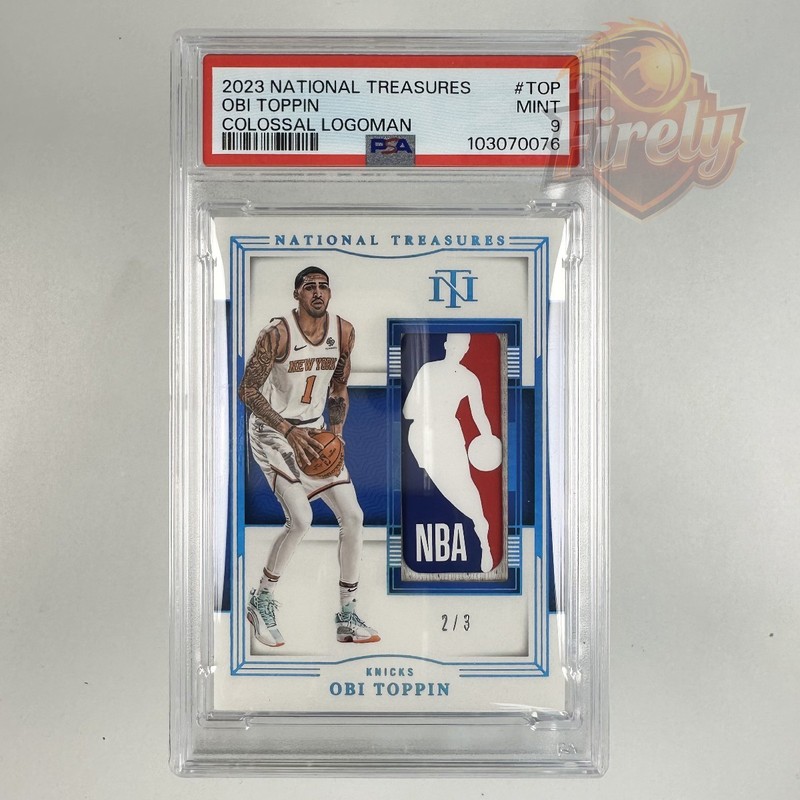 2023-24 Panini National Treasures #CLM-TOP Obi  Toppin  NBA Logoman /3 PSA9