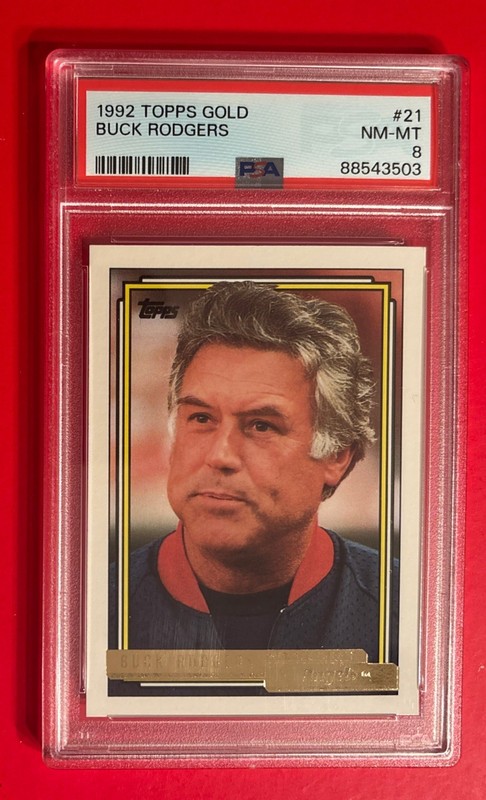 1992 Topps Gold BOB BUCK RODGERS #21 PSA 8 Baseball Card Vtg CALIFORNIA ANGELS
