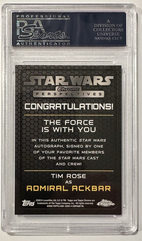 Topps Star Wars Chrome Perspectives Auto Card Admiral Ackbar Tim Rose PSA 10 view 2