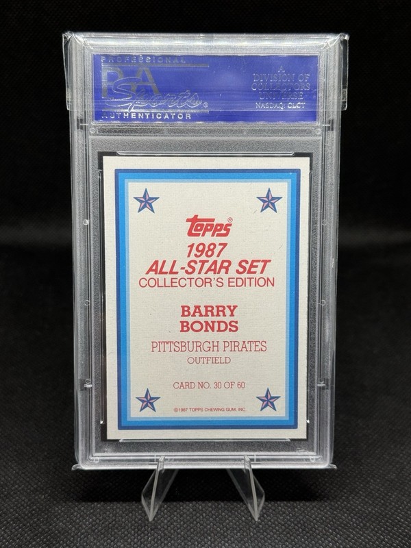 1987 Topps Barry Bonds Rookie Glossy All-Star #30 PSA 10 Gem Mint RC view 2