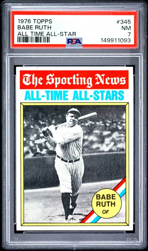 1976 Topps #345 - Babe Ruth All Time All-Star PSA 7 NM