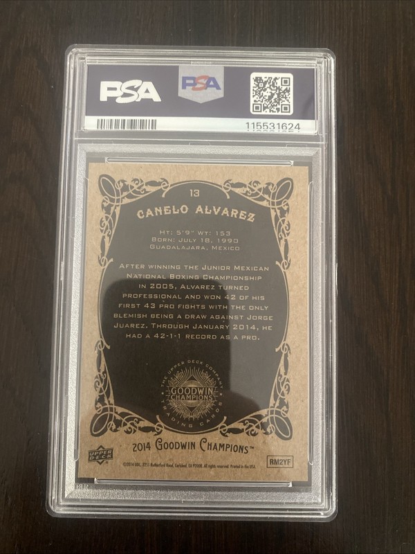 2014 Upper Deck Goodwin Champions Canelo Alvarez#13 PSA 8 NM-MT view 2