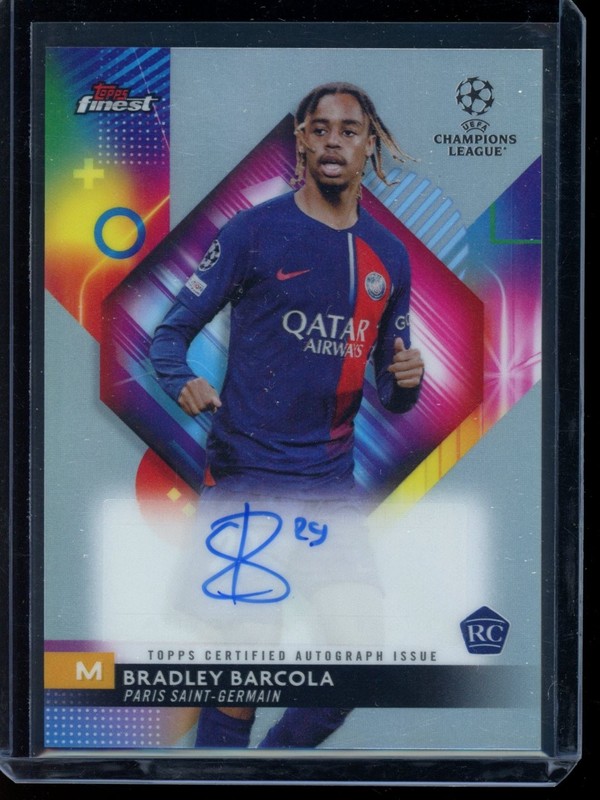 Bradley Barcola 2023-24 Topps Finest UEFA Club Competitions - Auto #A-BB
