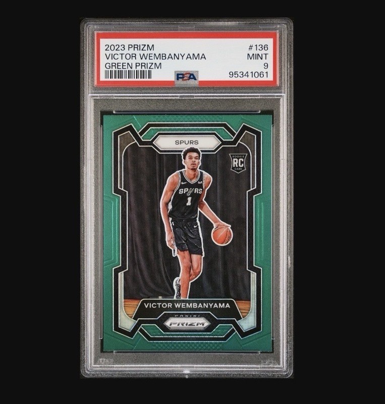 PSA 9 Victor Wembanyama Spurs Panini Green Prizm Holo #136 2023 Rookie Card RC