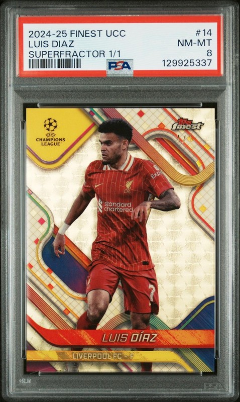 2024/25 Topps Finest Luis Diaz Superfractor 1/1 PSA 8