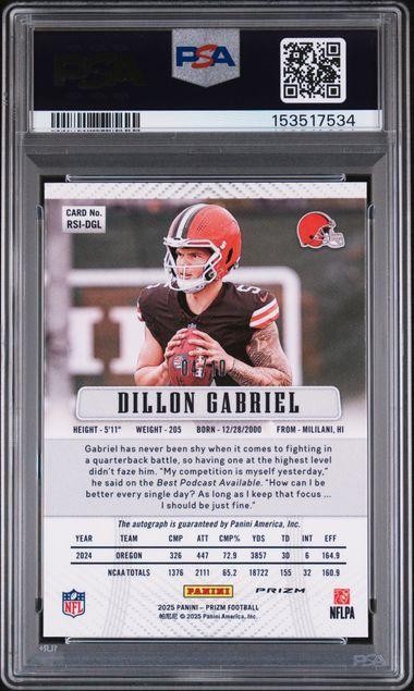 2025 Prizm Dillon Gabriel 2012 Retro Gold Auto /10 PSA 9 view 2