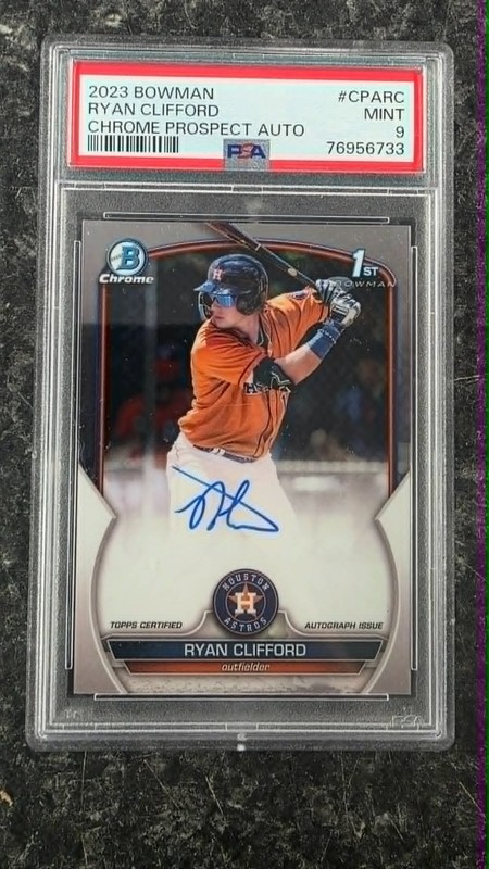 2023 BOWMAN CHROME RYAN CLIFFORD ROOKIE AUTO AUTOGRAPH 1ST PSA 9 MINT