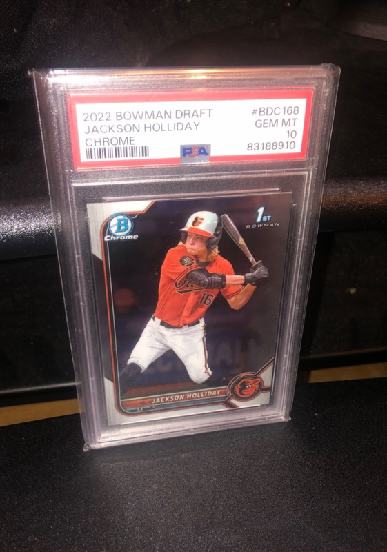 2022 Bowman Draft Jackson Holliday 1st Chrome PSA 10 GEM MINT BDC168 Orioles view 2