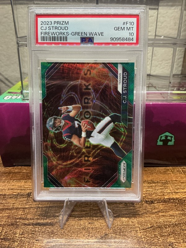 2023 Panini Prizm - CJ Stroud Fireworks Green Wave PSA 10 Rookie