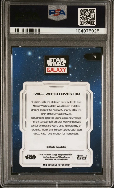 2024 Star Wars Galaxy #77 I Will Watch Over Him Refractor PSA 10 GEM MINT view 2