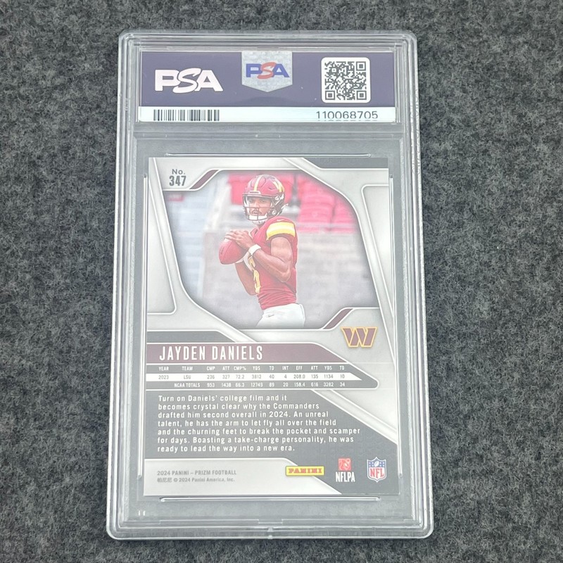 2024 Panini Prizm Jayden Daniels Rookie RC PSA 9 MINT #347 view 2