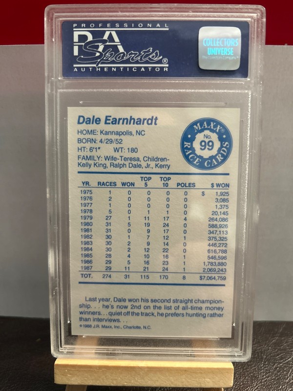 1988 Maxx Charlotte NASCAR Promo Dale Earnhardt Sr ROOKIE #99 PSA 9 MINT view 2