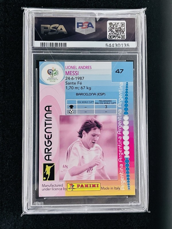 2006 Panini World Cup Lionel Messi PSA 9 Mint #47 Mess's 1st World Cup view 2