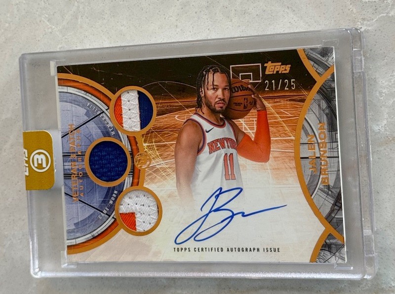 2025-26 Topps 3 - Veteran 3 Patch Autograph Bronze Jalen Brunson /25 Patch Auto