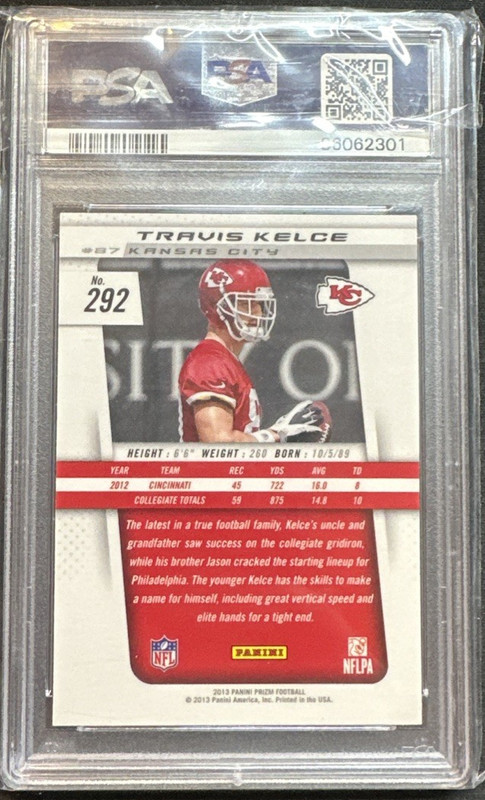 2013 Panini Prizm Travis Kelce #292 (RC) PSA 10 Chiefs  HOF view 2