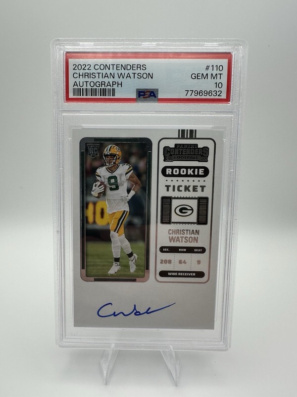 2022 Panini Contenders Christian Watson Packers Rookie Ticket RPS Auto PSA 10
