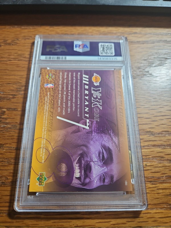 2000 KOBE BRYANT UPPERDECK  Y3K #186 PSA 8.5 view 2
