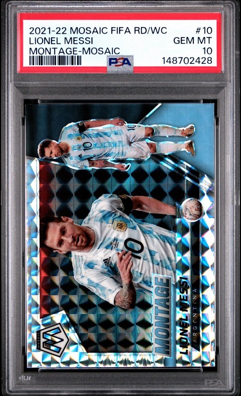 Lionel Messi 2021 Panini Mosaic FIFA RD/WC Montage Mosaic Prizm PSA 10 Argentina