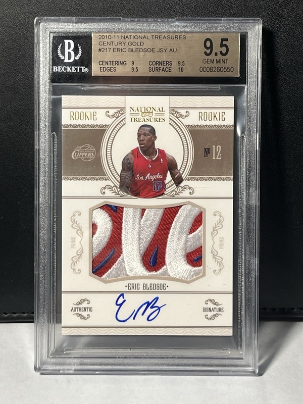 2010-11 National Treasures Eric Bledsoe RC Patch Auto Gold RPA /25 #217 BGS 9.5