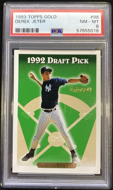 Derek Jeter 1993 Topps GOLD RC Draft Pick Rookie PSA 8 HOF MINT