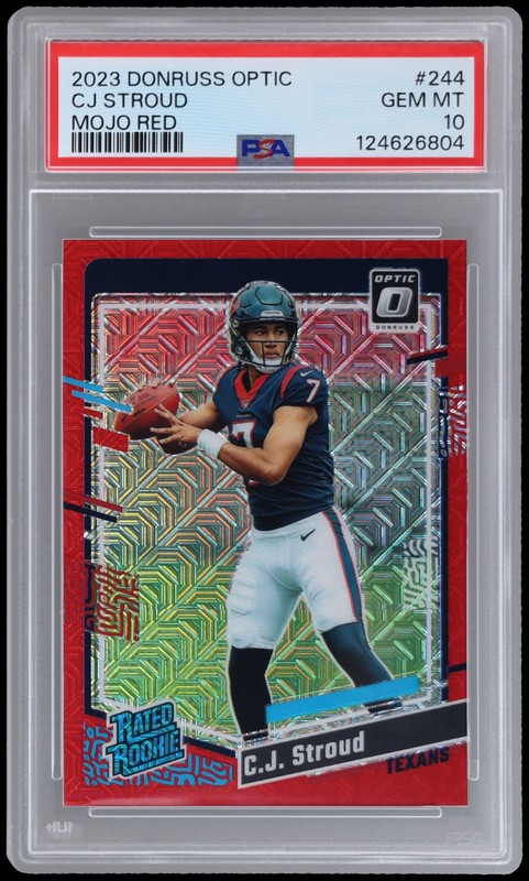 2023 Donruss Optic Cj Stroud #244 PSA 10 RC Rated Rookie Mojo Red Football