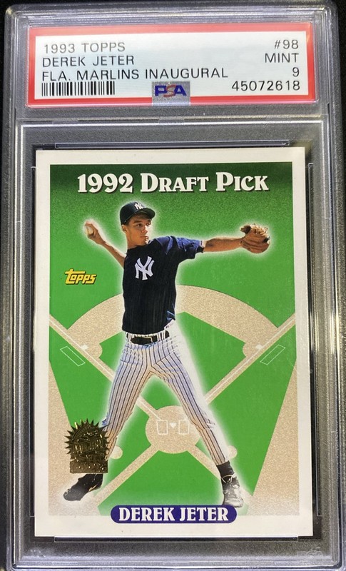 TOPPS 1993 DEREK JETER ROOKIE #98 INAUGURAL FLORIDA MARLINS PSA 9 YANKEES