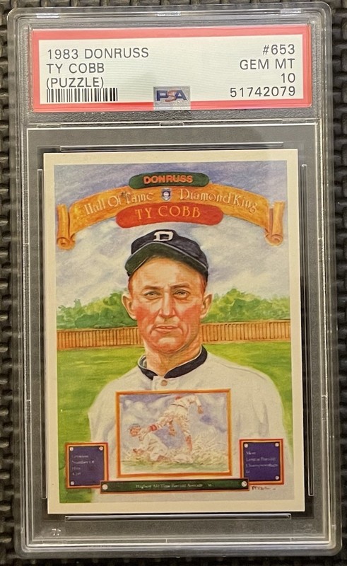 1983 Donruss TY COBB HALL OF FAME DIAMOND KING #653 Puzzle Piece PSA 10 RARE 🔥