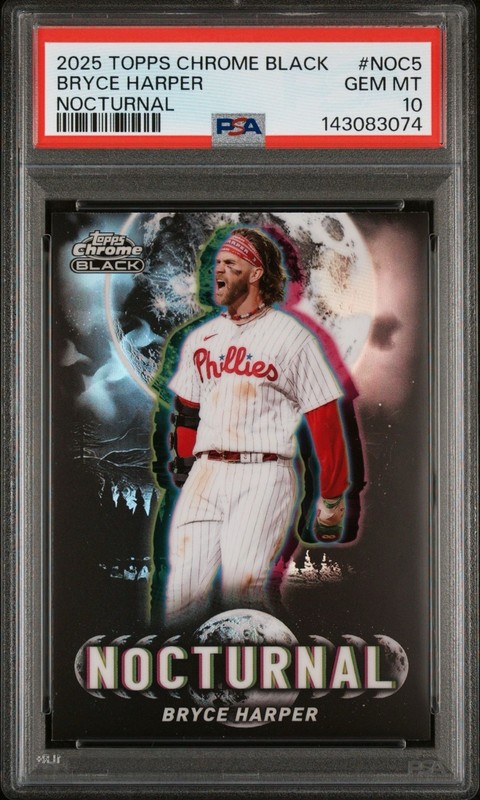 BRYCE HARPER 2025 Topps Chrome Black Nocturnal CASE HIT Phillies PSA 10 GEM MINT