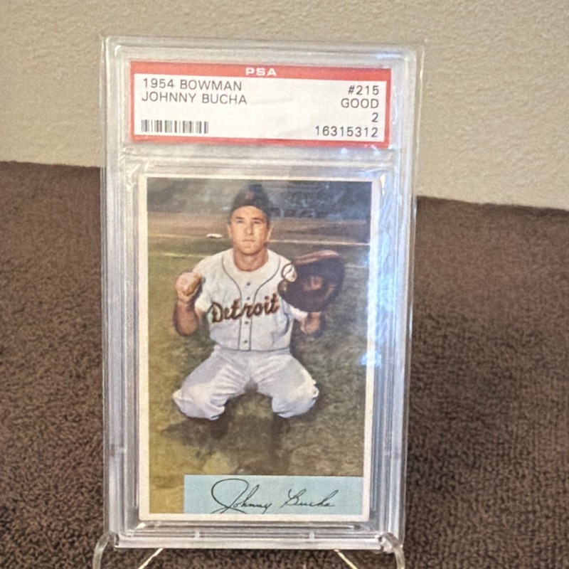1954 Bowman #215 Johnny Bucha PSA 2 Good Detroit Tigers Vintage Baseball Card