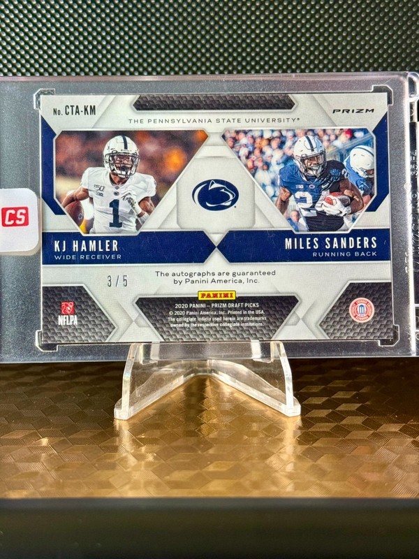 2020 Prizm KJ HAMLER/MILES SANDERS College Ties Gold Vinyl Auto /5 Penn State view 2