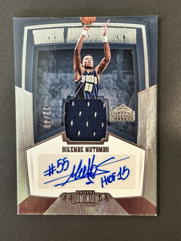 2018-19 Dikembe Mutombo Dominion With Authority Patch Auto #/49 HOF Game Used
