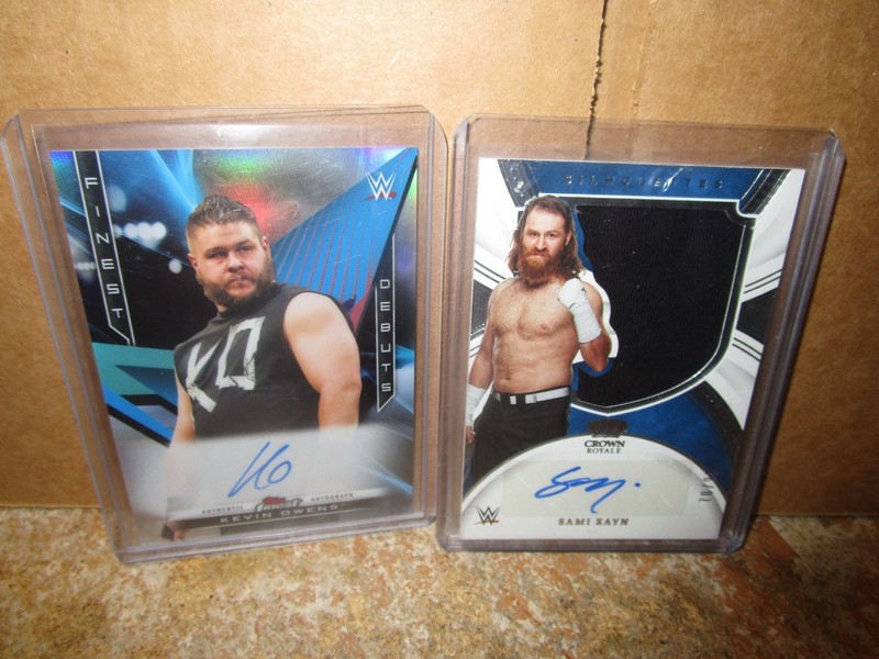 KEVIN OWENS TOPPS FINEST DEBUTE AND SAMI ZAYN PANINI CROWN ROYALE AUTO CARDS!