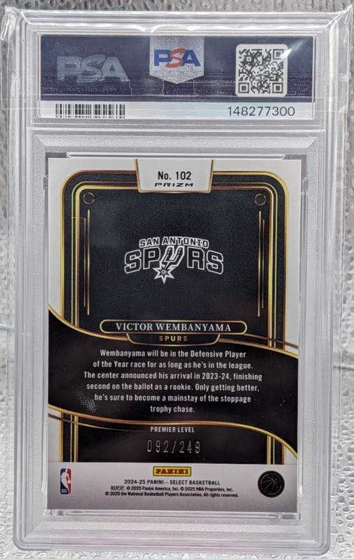 2024 Select Victor Wembanyama premier level Red Scope /249 PSA 10 2nd year view 2