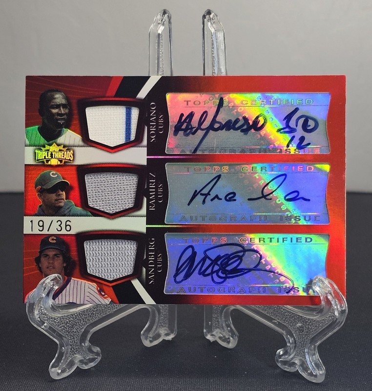 2009 Topps Triple Threads Sandberg Ramirez Soriano Game-Used PATCH AUTO /36 Cubs