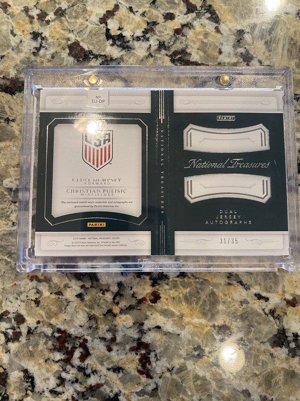 2018 National Treasures Dual Jersey Auto Booklet Clint Dempsey Christian Pulisic view 2